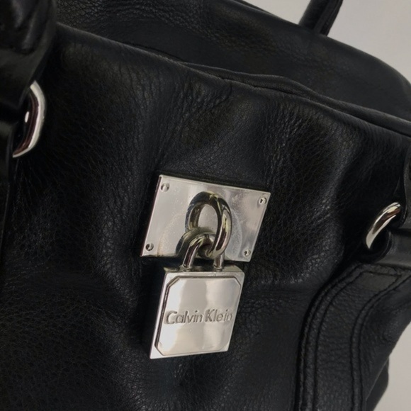 Calvin Klein Black Soft Pebbled Leather Satchel with detachable shoulder strap - Picture 8 of 13